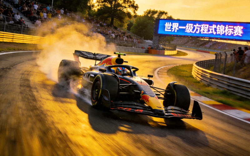 F1赛车在蜿蜒赛道上风驰电掣疾驰的激动人心画面 - 世界一级方程式锦标赛